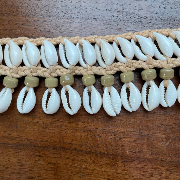 Handmade Boho Cowrie Shell Braided Belt | Beach Festival Waist Tie - Picture 2 of 4
